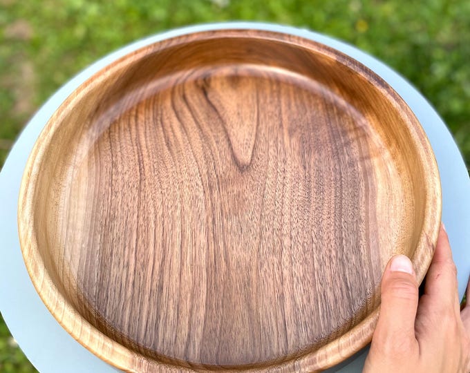 Handmade Walnut Wooden Bowl: Large Rustic Serving & Centerpiece