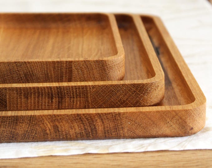 Oak Square Tray - Minimalist Wooden Trays in 3 Sizes