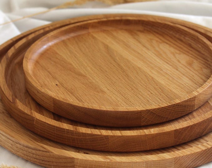 Round Oak Wooden Trays – Serving Boards in Three Sizes