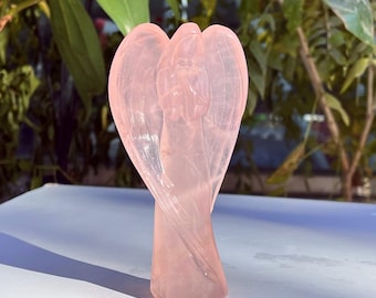 Natural Rose Quartz Angel Sculpture,Reiki Healing stone,Crystal chakra,home decoration Gifts 1PC