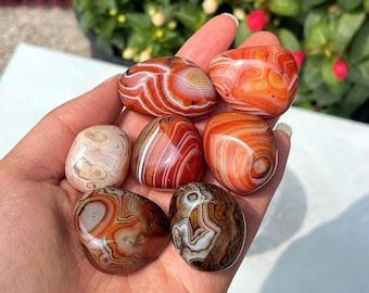 Pierre roulée naturelle d'agate de sardonyx, pierre de paume de quartz, cadeau en cristal de guérison de chakra
