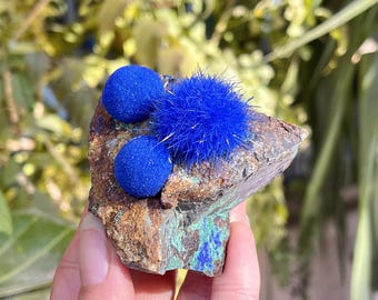 Rare morceau de cristal de quartz zéolite azurite bleue, spécimen minéral, cadeau de décoration intérieure (1 pièce).