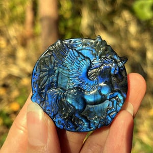 Labradorite Pegasus Skull: Hand-Carved Crystal unicorn Animal Talisman