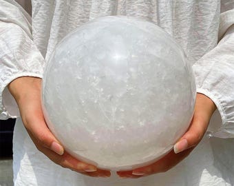 Sfera di quarzo naturale trasparente, sfera di cristallo curativa Reiki