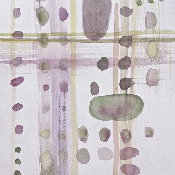 SALE-Color Study 14- Minimal Watercolor on Archival Paper-Modern- Organic--Dusty Purple-Olive Green-Lilac-Pale Chartreu White Background