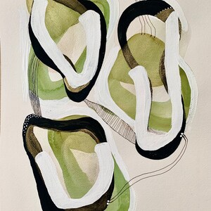 Modern Abstract,Original Mixed Media Painting, acrylic,watercolor on paperMinimal,layered Organic Shapes Wall Decor contemporary art 12x16 image 4