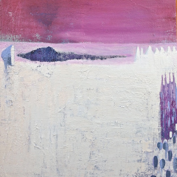 Summer Sale- Modern- Minimal- Painting-OOAK- 30"x40"x1"- White-Cream-Radiant Orchid-Deep Purple-Light Blue-Textured