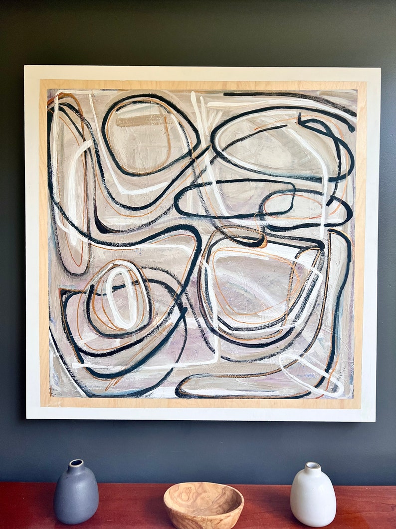 EN VENTA, Gestual abstracto, Pintura grande, Arte contemporáneo, Decoración zen, hogar natural, arte terroso, arte gestual, 30x30 Listo para colgar. imagen 5