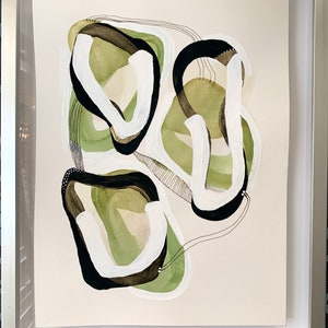 Modern Abstract,Original Mixed Media Painting, acrylic,watercolor on paperMinimal,layered Organic Shapes Wall Decor contemporary art 12x16 image 7