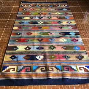 Traditional Zapotec rug/Handwoven Mexican Rug/Oaxaca Woven Rugs.