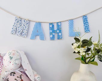 Gepersonaliseerde babynaamslinger/slinger, aangepaste stofnaambanner, naambord kinderkamer, babyshowercadeau, wanddecoratie kinderkamer