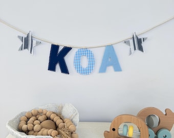 Personalised Baby Name Garland, Star Name Bunting, Handmade Nursery Banner, Custom Nam Banner