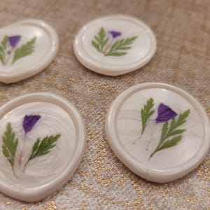 Adesivi con sigillo di ceralacca / FIORI VIOLA / set da 5 / busta adesiva / fiori secchi perlati per la festa della mamma