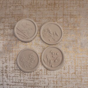 Adesivos de lacre de cera | BOTANICALS PACÍFICOS | conjunto de 4 | carta de envelope adesiva | flores de bambu asiáticas florais para casamento