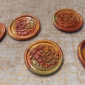 Pegatinas de sello de lacre / ART NOUVEAU / juego de 5 o 10 / sobre adhesivo con diseño de letras / patrón otoñal art déco