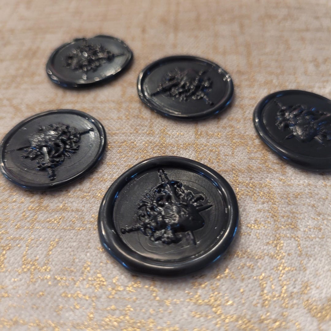 Black Hearts Wax Seal Stickers: Set of 5 or 10 Gothic Envelope Seals - Etsy