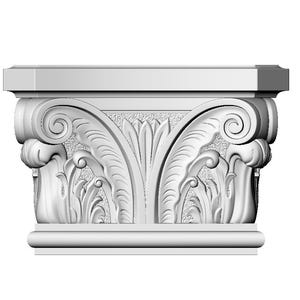 Curved Corinthian Capital STL File – Ornate Column Top 3D Model for CNC & Printing