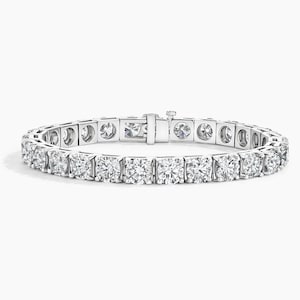 White Gold Plated CZ Tennis Bracelet – Sterling Silver Base, Elegant Round Cut Sparkle, Gift for Her