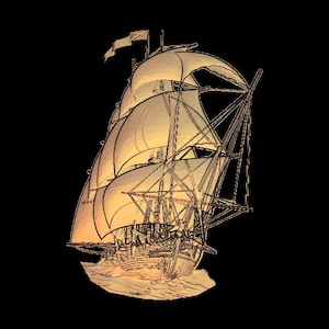 Sailing Ship STL File, 3D Model for CNC, Laser Engraving, 3D Printing, Nautical Wall Art Design