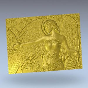 Fichier STL 3D en relief des anges – Élégante femme ange avec oiseau et ailes | Routeur CNC et panneau artistique d&#39;impression 3D | Téléchargement numérique