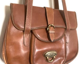 Vintage Brown Leather 90s Buckle Shoulder Bag - Etsy