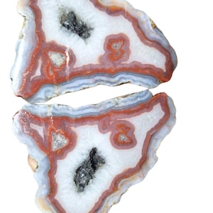 Natural Agate Geode Butterfly – Unique Crystal Pair | Home Decor | Raw Agate Slice | Healing Stone Gift | Moroccan Agate