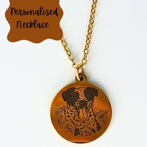 Personalized Dog Necklace | Custom Pet Portrait Pendant | Dog Memorial Jewelry | Pet Lover Gift | Engraved Pet Necklace | Pet Keepsake