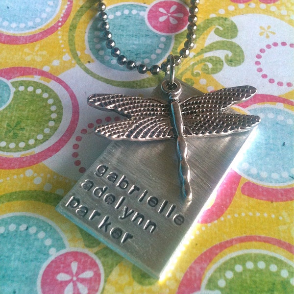 Custom Listing For April...Dragonfly Loved...Hand Stamped Necklace