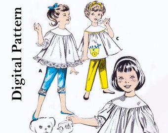 Butterick 9618 - Size 6 - Girls’ Smock Top and Pants - Create Timeless Pieces with Vintage Sewing Pattern 1960s