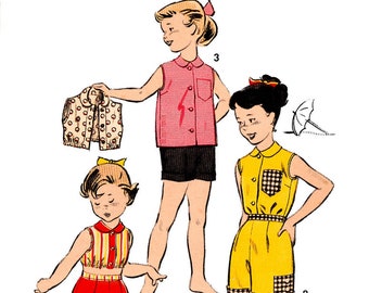 Advance 8304 Size 10 - Three-Piece Play Outfit - Shirt, Midriff Top, & Shorts - 1950s Sewing Pattern - PDF digital download