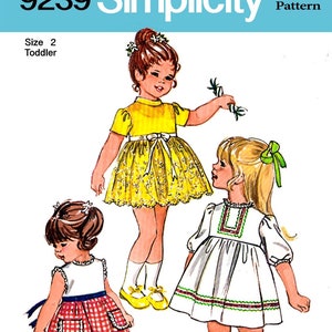 Simplicity 9185 - Girls Dress Size 2 - Dress with long and short sleeves - PDF Digital Sewing Pattern