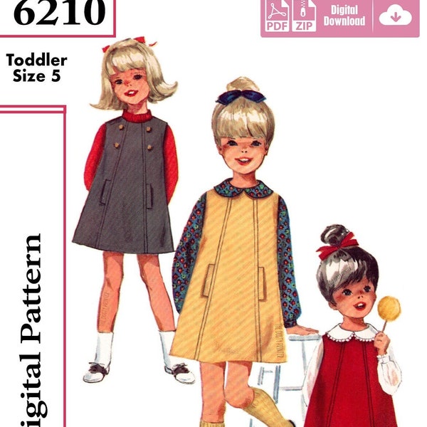 Simplicity 6210 - Size 5 - 1960s Child's Jumper and Blouse - Child, Toddler, Kids - Vintage Digital Sewing Pattern - PDF ONLY!