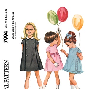 Size 2, 3, 4, 5, 6, 6X - Girl’s Dress 1960s - PDF Vintage Sewing Machine