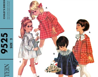 McCall's 9525 - Size 2 - 1960s Child's Dress - Child, Toddler, Kids - Vintage Digital Sewing Pattern - PDF ONLY!