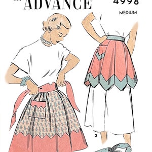 Advance 4998 Vintage Apron Sewing Pattern - Size Med - PDF ONLY!