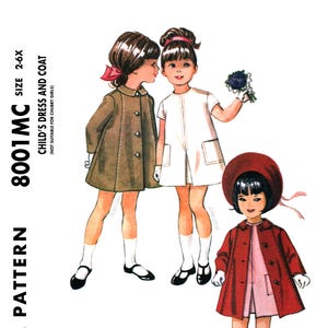 Size 2, 3, 4, 5, 6, 6X - 1960s Girls Dress & Coat - Child, Toddler, Kids - Vintage Digital Sewing Pattern - PDF ONLY! image 2