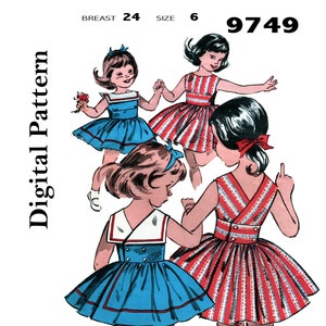 Butterick 9749 - Size 6 - Sailor Dress Digital Sewing Pattern , PDF Patterns,