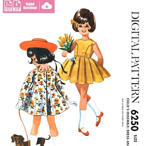 Size 1, 2, 3, 4, 5, 6 - 1962 Girls Dress & Coat - Child, Toddler, Kids - Vintage Digital Sewing Pattern - PDF ONLY!