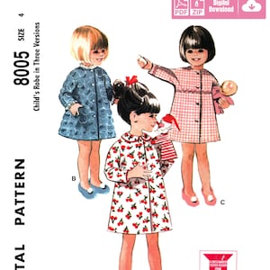 Talla 4 - Bata infantil en tres versiones - Patrón de costura vintage ideal para principiantes