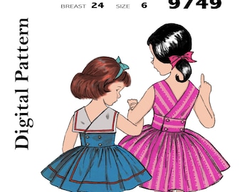 Size 6 - Sailor Dress Digital Sewing Pattern , PDF Patterns,