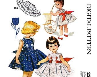 Size 1-6 - 1958 Girls Dress - Child, Toddler, Kids - Vintage DIGITAL Sewing Pattern - PDF ONLY!