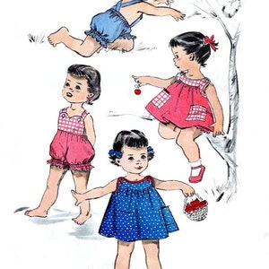 Advance 8628 Size 1 - Toddler's Sunsuit and Overdress 1950s - PDF Sewing Pattern
