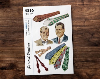 Men’s Accessories: 3 Styles of Ties *REPRODUCTION* Sewing Pattern 1940s