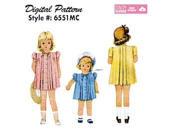 Sizes 2 - Digital Sewing Pattern - 1940s Two Dress styles with short and long sleeve