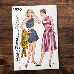 Playsuit outfit Top, Shorts & Skirt | 1940s - *REPRODUCTION* vintage sewing pattern - Available sizes: 11,12, 13, 14, 15, 16, 18, 20, 22, 24