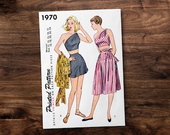 Playsuit outfit Top, Shorts & Skirt | 1940s - *REPRODUCTION* vintage sewing pattern - Available sizes: 11,12, 13, 14, 15, 16, 18, 20, 22, 24