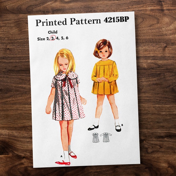 Girls dress with Inverted Pleats - Vintage Sewing Pattern - 1960s - Child Kids - *REPRODUCTION* - Available sizes: 1, 2, 3, 4, 5, 6