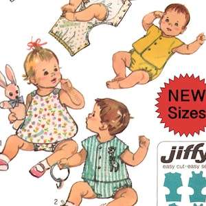 Vintage DIGITAL Pattern 1970s Jiffy Easy Newborn & 6 mns Baby's One Piece Snap On Suit Dress or Top and Shorts Onsie Style Newborn