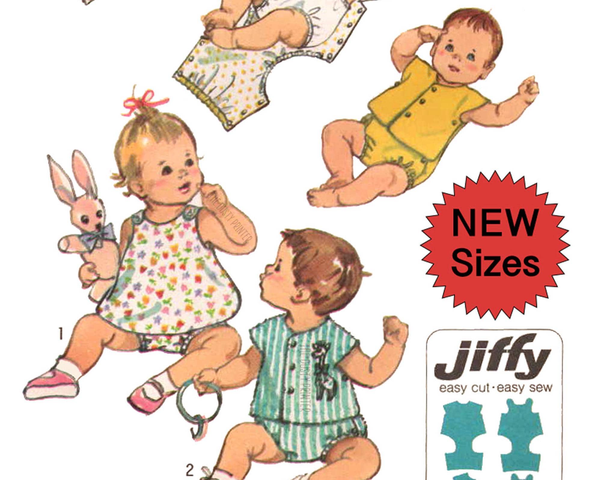 Vintage DIGITAL Pattern 1970s Jiffy Easy Newborn & 6 Mns