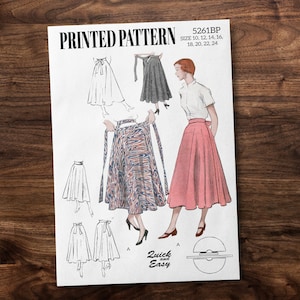 Wrap Circle Skirt from 1950s - *REPRODUCTION* vintage sewing pattern - Available sizes: 10, 12, 14, 16, 18, 20, 22, 24